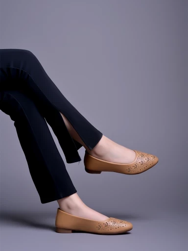 Stylestry Textured Beige Ballerinas For Women & Girls
