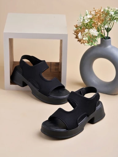 Stylestry Comfortable  & Sporty Black Sandals For Women & Girls