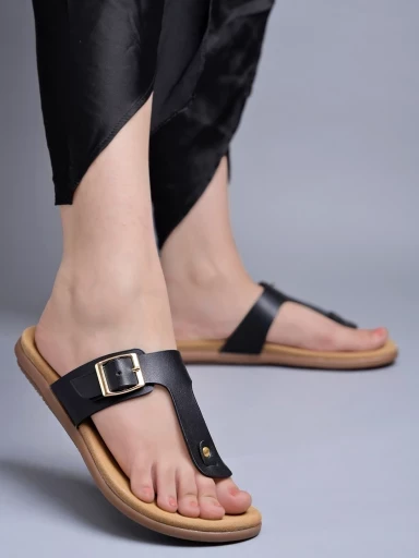 Stylestry Stylish Solid Black Flats For Women