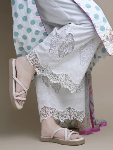 Stylestry Cross Strap Cream Flats For Women & Girls