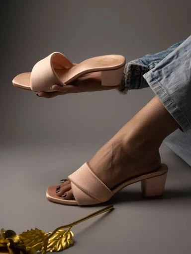 Stylestry Stylish Solid Rose-Gold Block Heels For Women & Girls