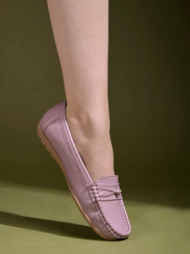 Stylestry upper Bow Detailed Mauve Loafers For Women & Gilrs