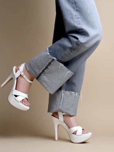 Stylestry Stylish White High Heeled Sandals For Women & Girls