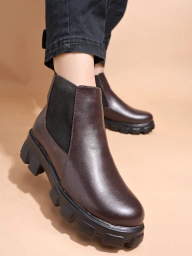 Stylestry Smart Casual Brown Chelsea Boots For Women & Girls