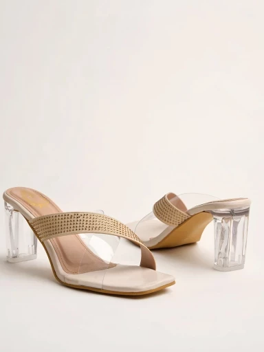 Stylestry Stylish Western Embellished Cream Heels For Women & Girls