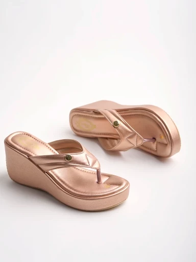 Stylestry Ethnic Rose-Gold Wedges For Women & Girls