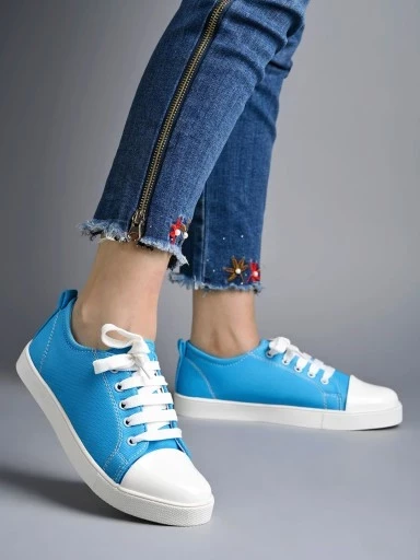 Stylestry Smart Casual Lace-up Blue Sneakers For Women & Girls