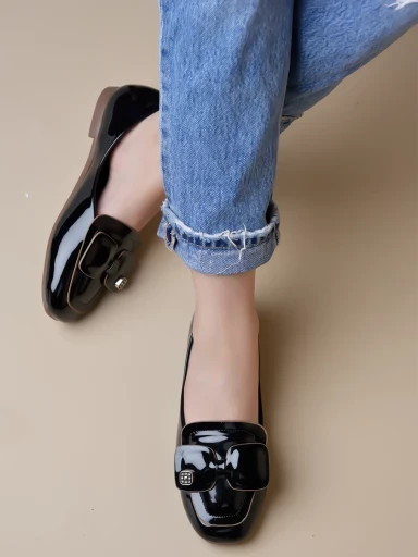 Stylestry Bow Detailed Black Marry Janes For Women & Girls