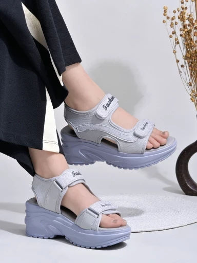 Stylestry Comfortable  & Sporty Grey Sandals For Women & Girls