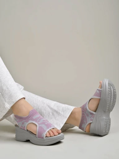 Stylestry Lightweight Comfortable Daily Wear & Trendy Flatforms Grey Sandals for Women & Girls