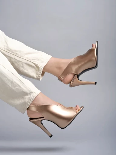 Stylestry Stylish Slingback Peep Toe Copper Pumps Stiletto Heeled Sandals For Women & Girls
