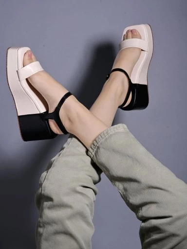 Shoetopia Stylish Solid Cream Platform Heels For Women & Girls