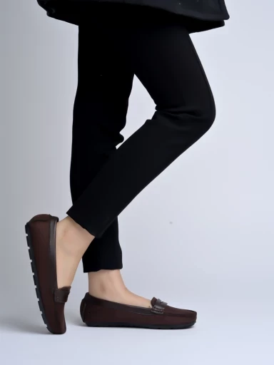 Stylestry upper Suede Detailed Brown Loafers For Women & Girls