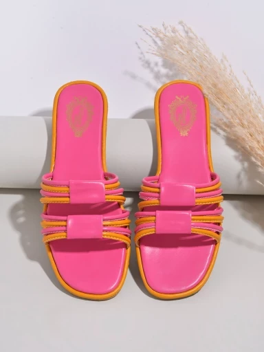 Stylestry Striped Pink Flats For Women & Girls