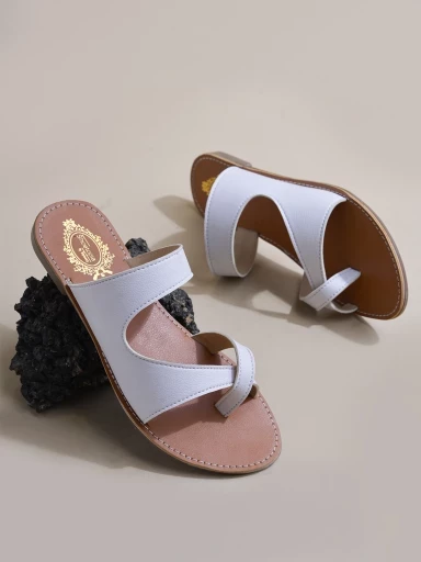 Stylestry One Toe White Flats For Women & Girls