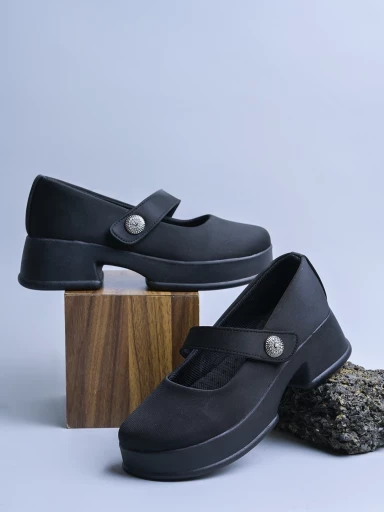 Stylestry Stylish Black Marry-janes For Women & Girls