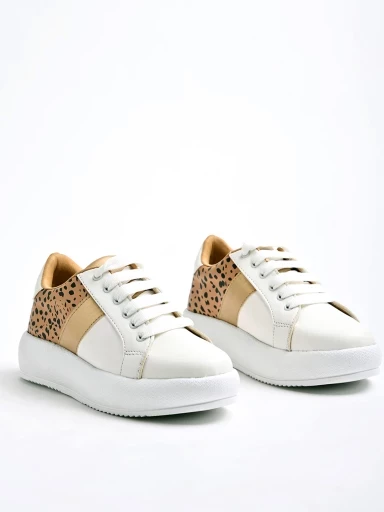 Stylestry Leopard Printed Smart Casual White Sneakers For Women & Girls
