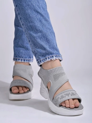 Stylestry Smart Casual Grey Sandals For Women & Girls