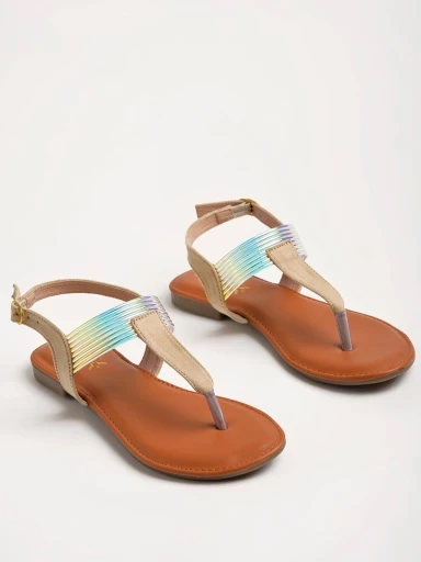 Stylestry Stylish Ethnic Golden Flat Sandals For Women & Girls