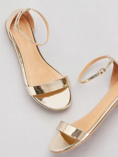 Stylestry Women Gold-Toned Embellished Open Toe Flats