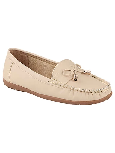 Stylestry Womens & Girls Cream Solid Ballerinas With Bow