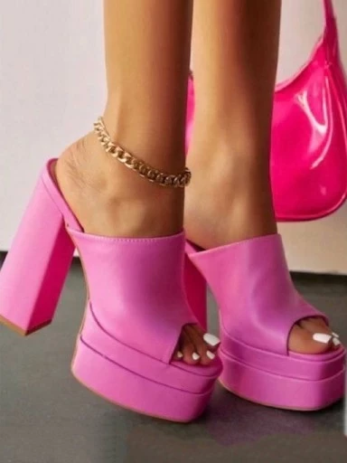Stylestry Stylish Solid Pink Block Heels For Women & Girls