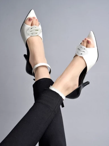 Stylestry Trendy White Heeled Sandals For Women & Girls