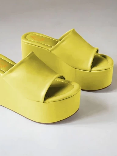 Stylestry Fashionable Solid Green Platform Heels For Women & Heels