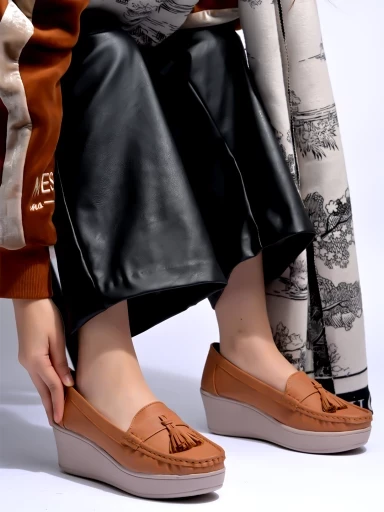 Stylestry Smart Casual Tan Loafers For Women & Gilrs