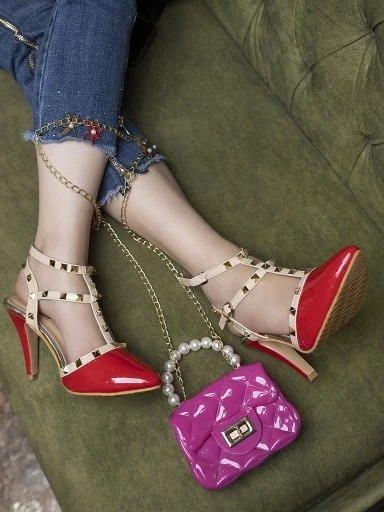Stylestry Women's & Girl's Red Slim Heeled Pointed Toe Pump