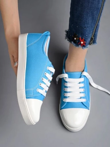 Stylestry Smart Casual Lace-up Blue Sneakers For Women & Girls