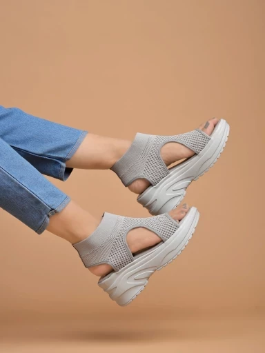 Stylestry Fashion & Comfortable Casual Grey Sandals For Women & Girls