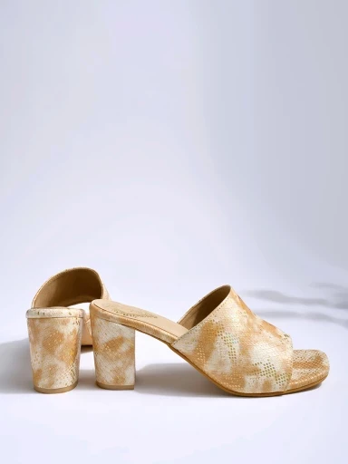 Stylestry Stylish Animal Print Golden Block Heels For Women & Girls