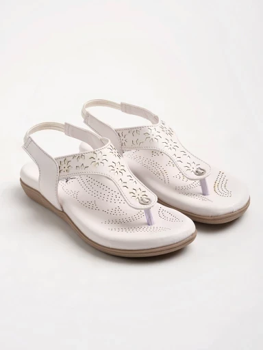 Stylestry Slingback White Flat Sandals For Women & Girls