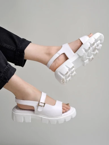 Stylestry Casual White Platform Heeled Sandals For Women & Girls