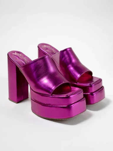 Stylestry Stylish Solid Magenta Block Heels For Women & Girls