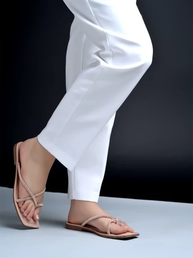 Stylestry Embellished Rose-Gold Flats For Women & Girls