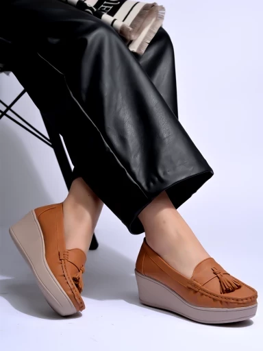 Stylestry Smart Casual Tan Loafers For Women & Gilrs