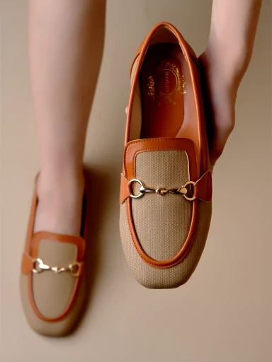 Stylestry Buckle Detailed Tan Loafers For Women & Gilrs