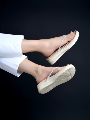 Stylestry Embellished Strap Beige Flats For Women & Girls