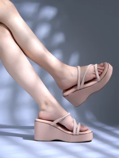 Stylestry Solid Peach Platfrom Heels For Women & Girls