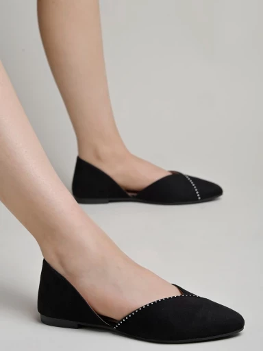 Stylestry Pointed Toe Flat Black Belly For Women & Girls