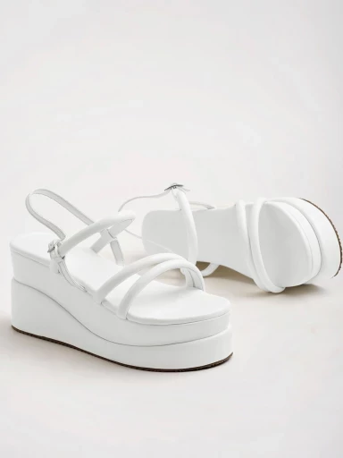 Shoetopia Stylish Backstrap White Wedges For Women & Girls