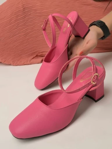 Stylestry Stylish Comfortable Hot Pink Heeled Pumps For Women & Girls