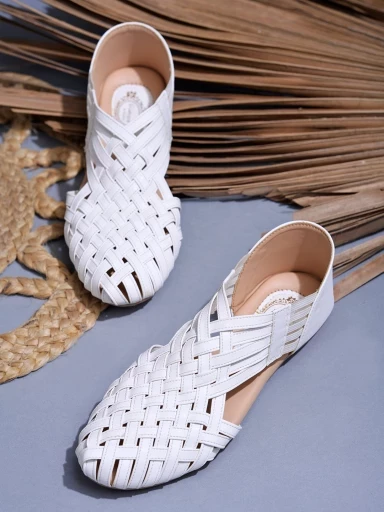 Stylestry Round Toe White Belly For Women & Girls