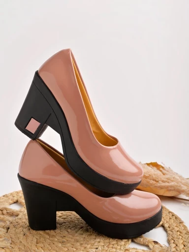 Stylestry Solid Peach Pumps For Women & Girls