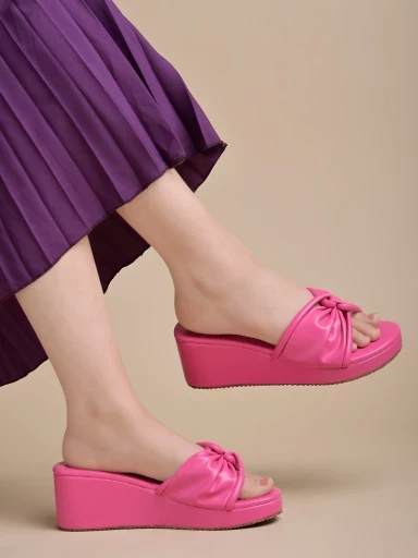 Stylestry Stylish Crisscross Pink Wedges for Women & Girls