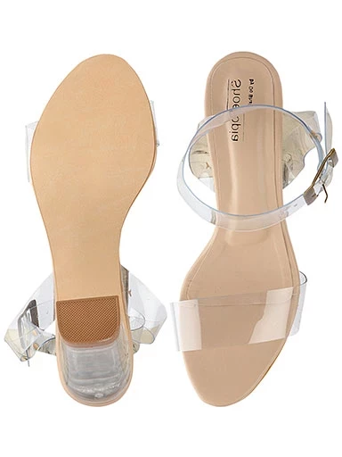 Stylestry Womens & Girls Cream Block Heels Sandals with Buckles
