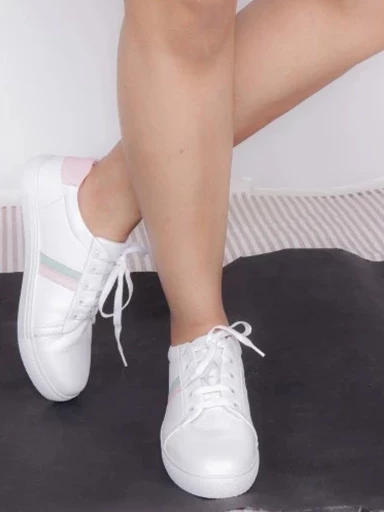 Stylestry Womens & Girls Lace-Up White Sneakers