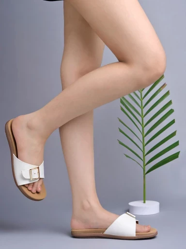 Stylestry Stylish Solid White Flats For Women